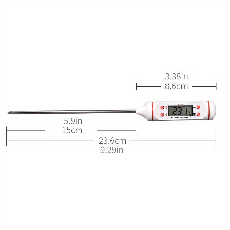 1pc Instant Read Digital Meat Thermometer with Probe - Stainless Steel, LCD Display, -200°C to 550°C Range - Perfect for BBQ, Cooking, Grilling, and Candy Making