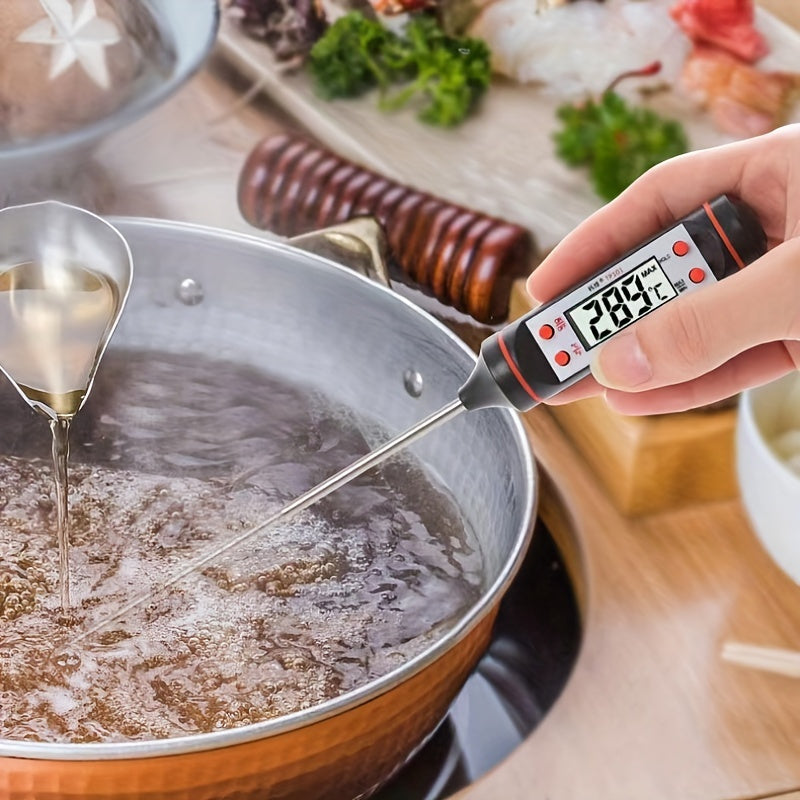 1pc Instant Read Digital Meat Thermometer with Probe - Stainless Steel, LCD Display, -200°C to 550°C Range - Perfect for BBQ, Cooking, Grilling, and Candy Making