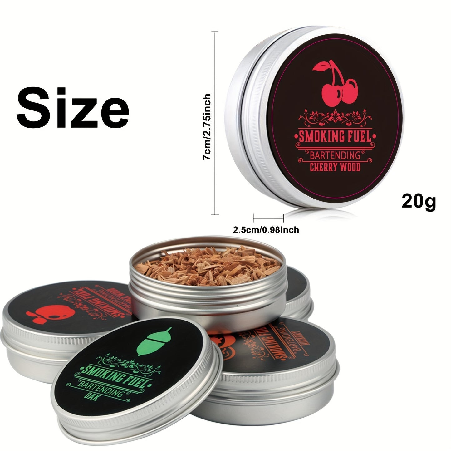 8pcs, Smoked Cocktail Saw Chips, 8 Flavors Saw Chips Including Cherry, Apple, Pecan, Beech, Pear, Walnut, Peach, Oak, BBQ Wood Chips For Smoking, Popular Medium-sized Wood Chips