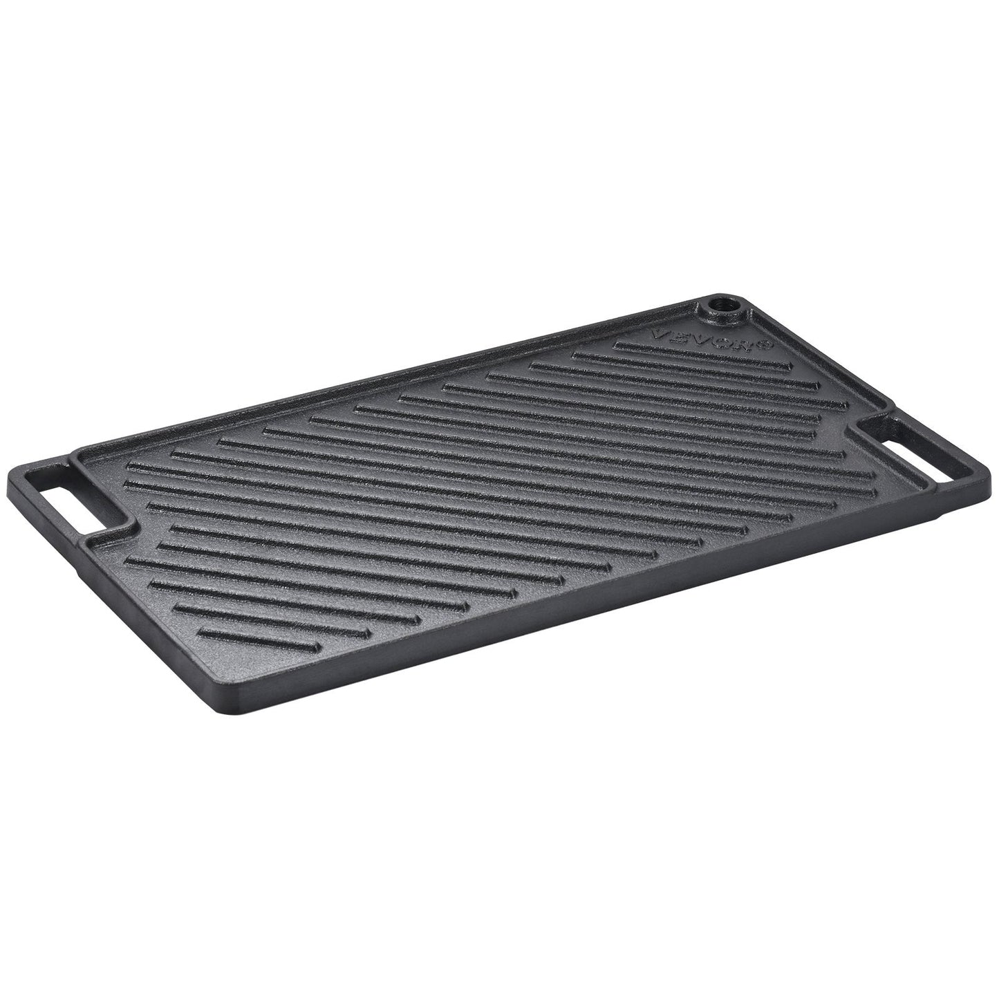 VEVOR Reversible Grill Griddle, Pre-Seasoned Cast Iron Griddle, Rectangular Double Burner Griddle Pan, Non-Stick Family Pan Cookware With Handles, Flat Top Plate For BBQ, Gas Grill, Black