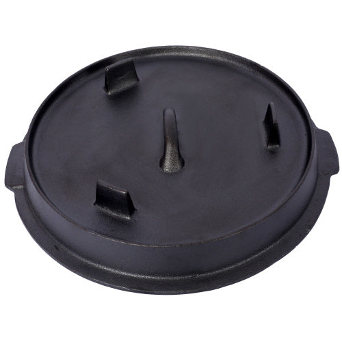 Pre-Seasoned Cast Iron Dutch Oven With Skillet Lid, Outdoor Camping Deep Pot For Camping Fireplace Cooking BBQ Baking Campfire, With Iron Pot Rack, 6 Quart