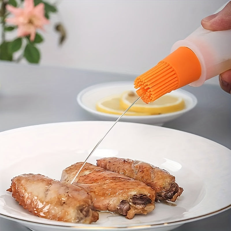 1pc Silicone High Temperature Resistant Oil Brush with Bottle Brush, Air Fryer Pancake Grill, BBQ Tools, BBQ Accessories, Grill Accessories
