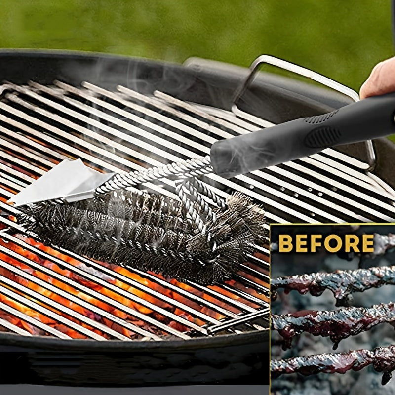 1pc Stainless Steel Grill Brush - Upgrade Your BBQ Game Cleaning & Maintenance Tool!