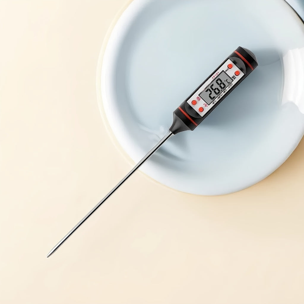 1pc Instant Read Digital Meat Thermometer with Probe - Stainless Steel, LCD Display, -200°C to 550°C Range - Perfect for BBQ, Cooking, Grilling, and Candy Making