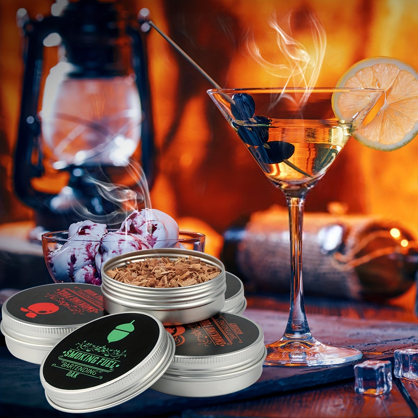 8pcs, Smoked Cocktail Saw Chips, 8 Flavors Saw Chips Including Cherry, Apple, Pecan, Beech, Pear, Walnut, Peach, Oak, BBQ Wood Chips For Smoking, Popular Medium-sized Wood Chips