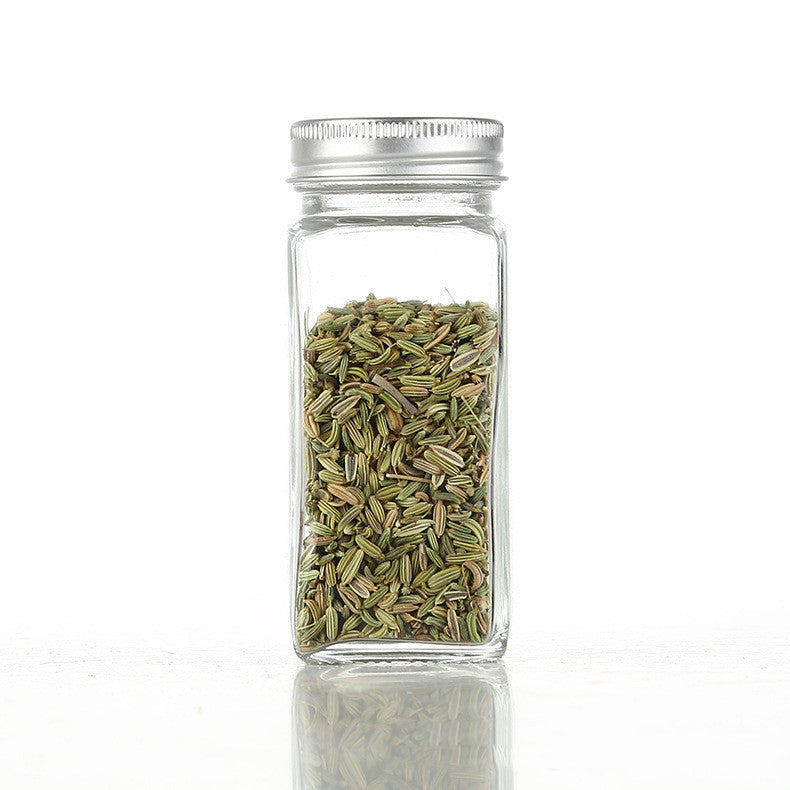 Barbecue Sprinkler Household Pepper Chili Powder Salt Square Glass Seasoning Jar