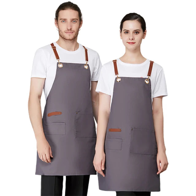 SunYue Cotton Canvas Apron for Unisex Aprons Chef BBQ Custom Delantales Kitchen Black Blue White Grey Aprons Tablier De Cuisine