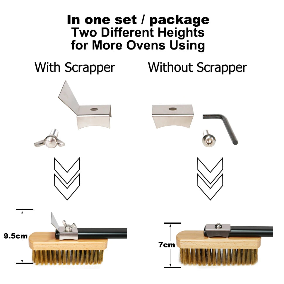 43 Inch Long Handle Pizza Oven Copper Brush Scraper Grill Brass Professional Cleaning Brush with Aluminium Handle