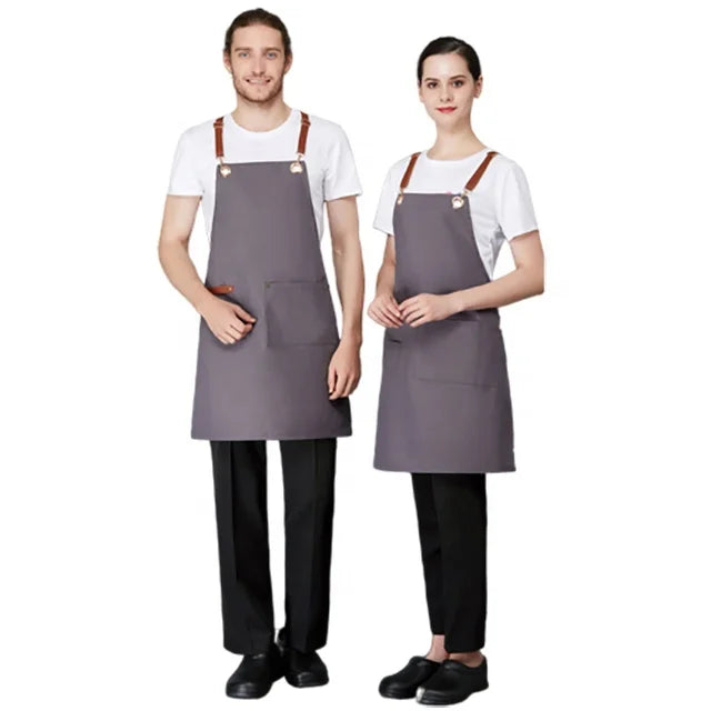 SunYue Cotton Canvas Apron for Unisex Aprons Chef BBQ Custom Delantales Kitchen Black Blue White Grey Aprons Tablier De Cuisine