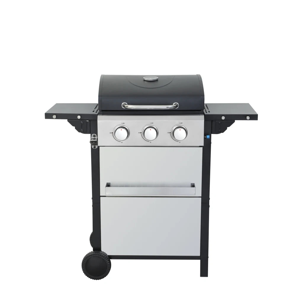 3-Burner Propane Gas BBQ Grill, 25650BTU Output With Wire Enamel Cooking Grids