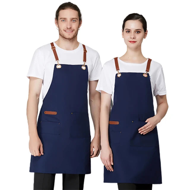 SunYue Cotton Canvas Apron for Unisex Aprons Chef BBQ Custom Delantales Kitchen Black Blue White Grey Aprons Tablier De Cuisine