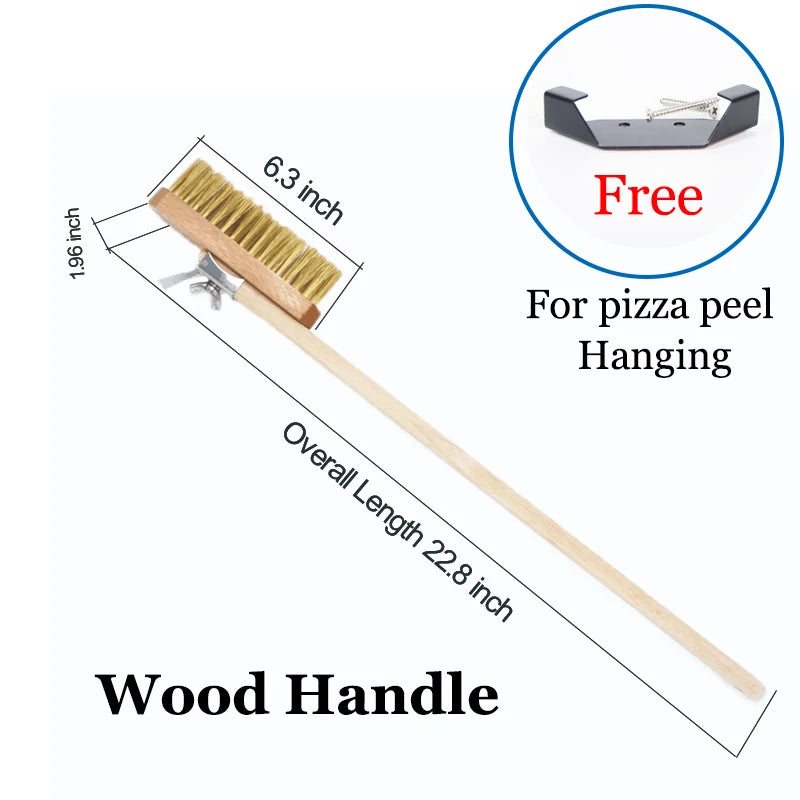 43 Inch Long Handle Pizza Oven Copper Brush Scraper Grill Brass Professional Cleaning Brush with Aluminium Handle