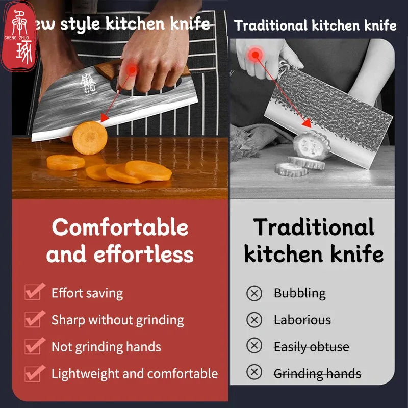 Kitchen Chef Knife Chinese-style Kitchen Knife Chopper Knife Effort Saving Boning Knife Wooden Handle Handmade Forged Knife