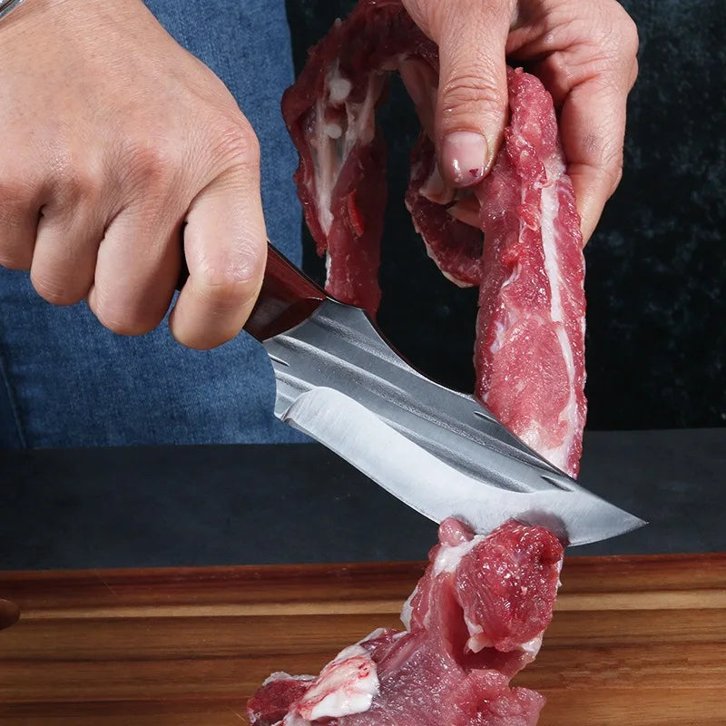 Kitchen Knife Handmade Forged Chef Knife Stainless Steel Full-Tang Butcher Boning Meat Cleaver Knife Fruit Sharp Cutting Knives