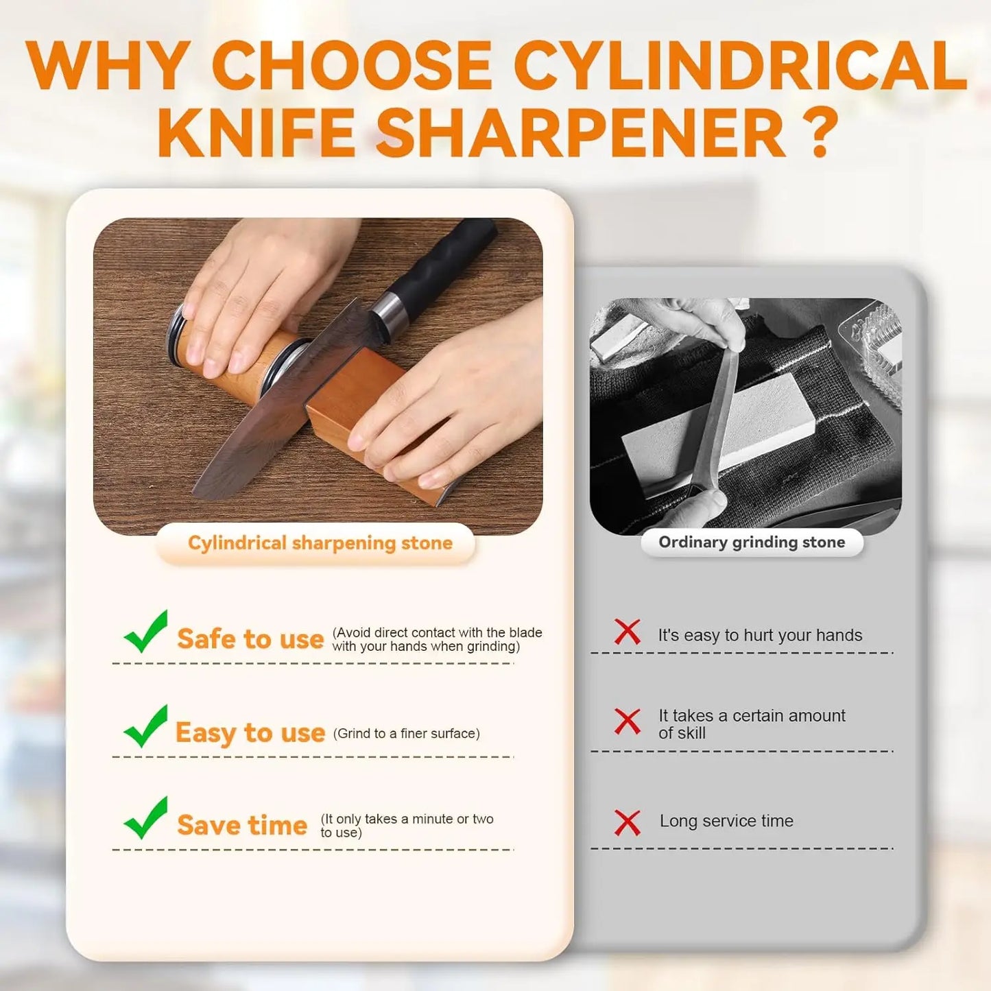 Rolling Knife Sharpener Magnetic Knife Holder Sharpening Stone Kit With 15/20° Degrees Angle Roller Kitchen Whetstone Accessory