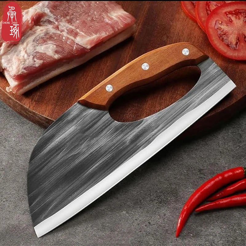 Kitchen Chef Knife Chinese-style Kitchen Knife Chopper Knife Effort Saving Boning Knife Wooden Handle Handmade Forged Knife