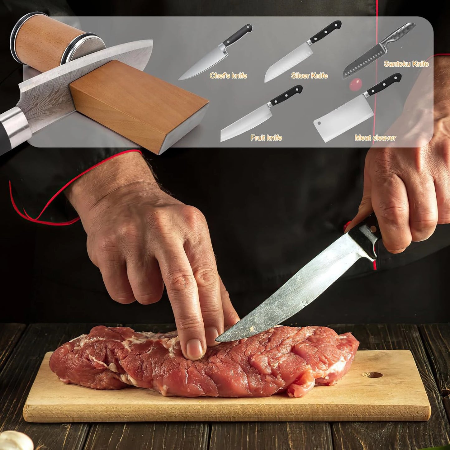 Rolling Knife Sharpener Magnetic Knife Holder Sharpening Stone Kit With 15/20° Degrees Angle Roller Kitchen Whetstone Accessory