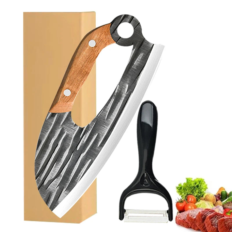 Kitchen Chef Knife Chinese-style Kitchen Knife Chopper Knife Effort Saving Boning Knife Wooden Handle Handmade Forged Knife