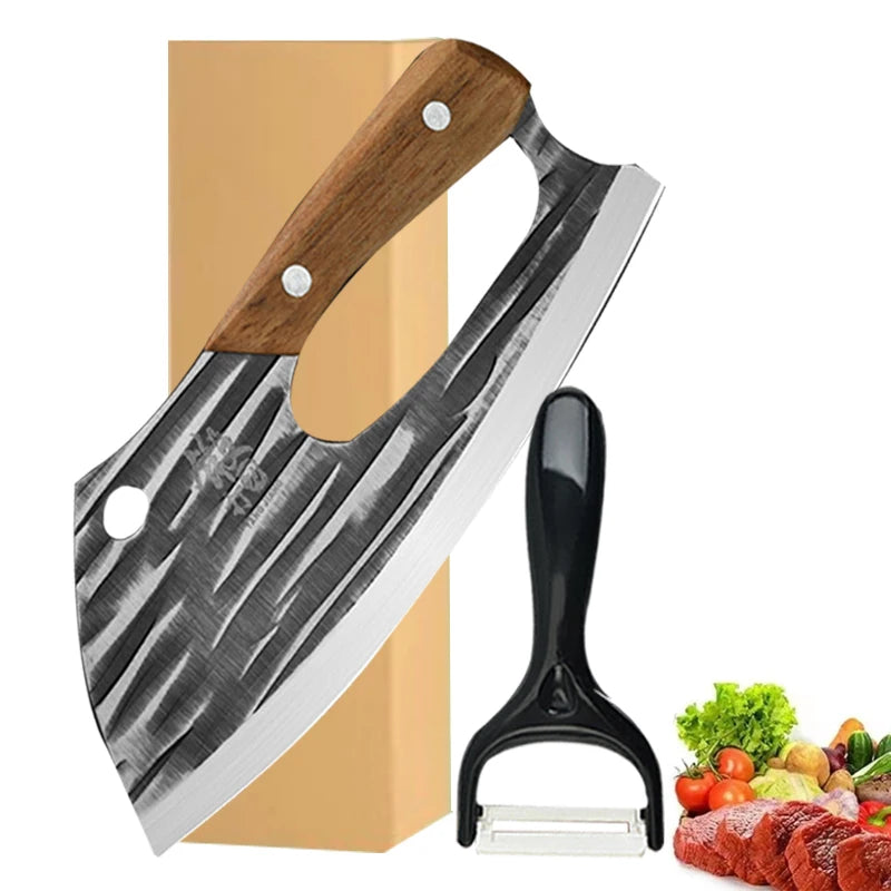 Kitchen Chef Knife Chinese-style Kitchen Knife Chopper Knife Effort Saving Boning Knife Wooden Handle Handmade Forged Knife