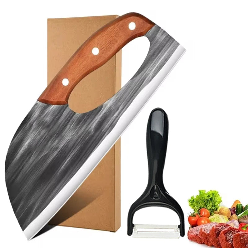 Kitchen Chef Knife Chinese-style Kitchen Knife Chopper Knife Effort Saving Boning Knife Wooden Handle Handmade Forged Knife