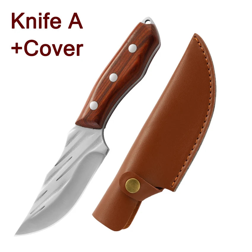 Kitchen Knife Handmade Forged Chef Knife Stainless Steel Full-Tang Butcher Boning Meat Cleaver Knife Fruit Sharp Cutting Knives