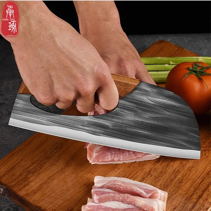 Kitchen Chef Knife Chinese-style Kitchen Knife Chopper Knife Effort Saving Boning Knife Wooden Handle Handmade Forged Knife