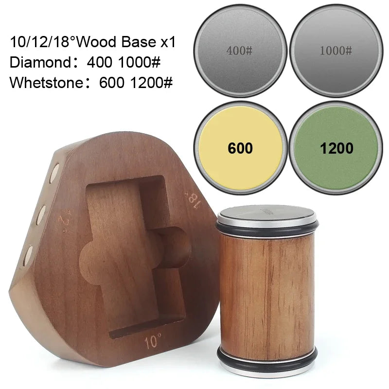 10/12/15/18/20/22° Rolling Knife Sharpener Wood Base Kitchen Grinding System Diamond Stone 240/1000# Professional Sharpeners