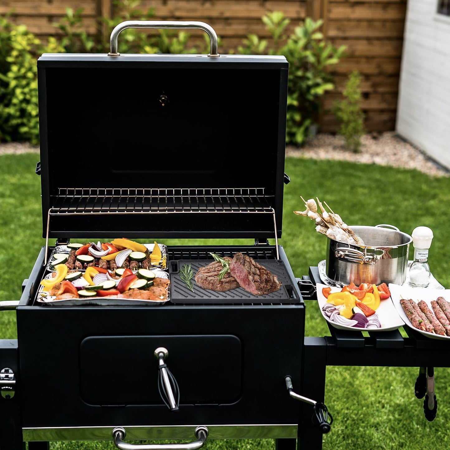 VEVOR Reversible Grill Griddle, Pre-Seasoned Cast Iron Griddle, Rectangular Double Burner Griddle Pan, Non-Stick Family Pan Cookware With Handles, Flat Top Plate For BBQ, Gas Grill, Black