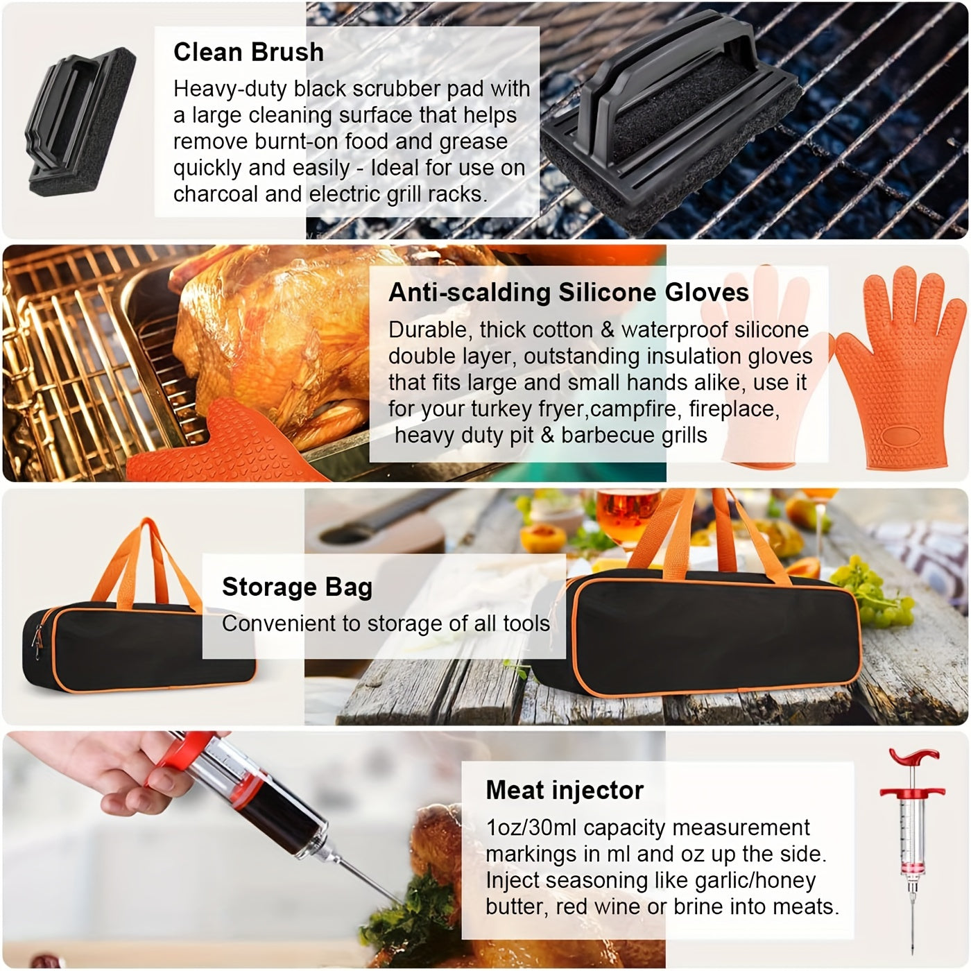 8pcs/39pcs 8/39-Piece Blackstone & Camp Chef Griddle Accessory Set: Stainless Steel BBQ Tools with Basting Brush, Chopper, Scraper, Spatula, Egg Mold & Tongs