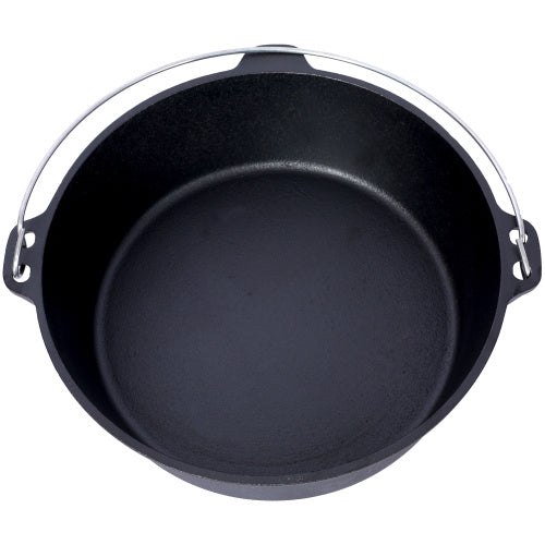 Pre-Seasoned Cast Iron Dutch Oven With Skillet Lid, Outdoor Camping Deep Pot For Camping Fireplace Cooking BBQ Baking Campfire, With Iron Pot Rack, 6 Quart