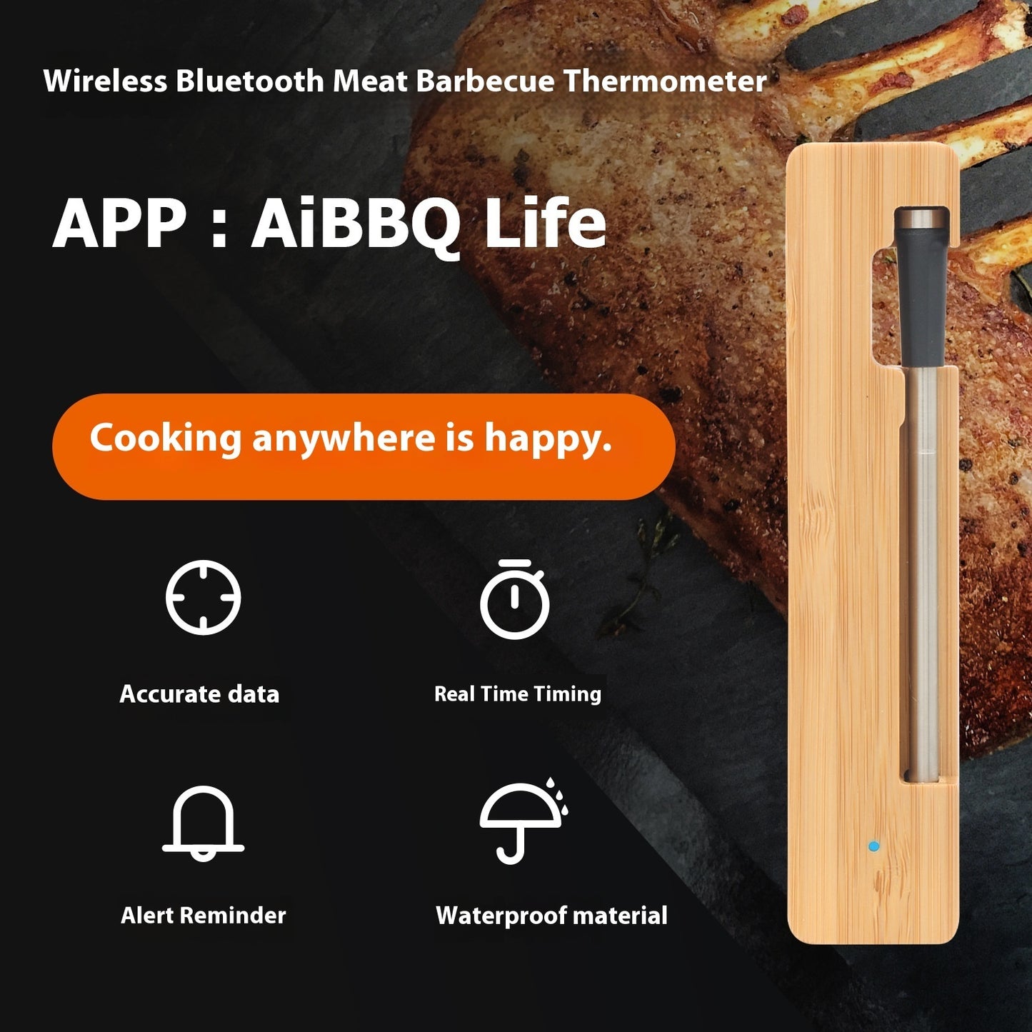 Wireless Barbecue Probe Smart Bluetooth Food Thermometer