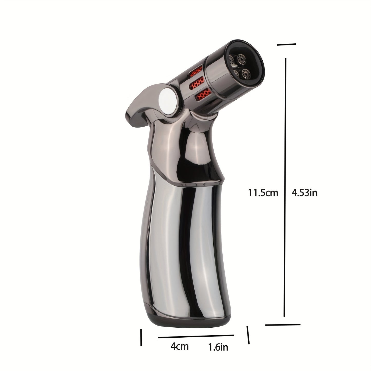 1pc, Butane Torch, Premium 4 Flame Big Kitchen Torch Lighters With Adjustable Refillable Multipurpose Culinary Blow Torch For Creme Brulee, Baking, BBQ (Butane Gas Not Included)