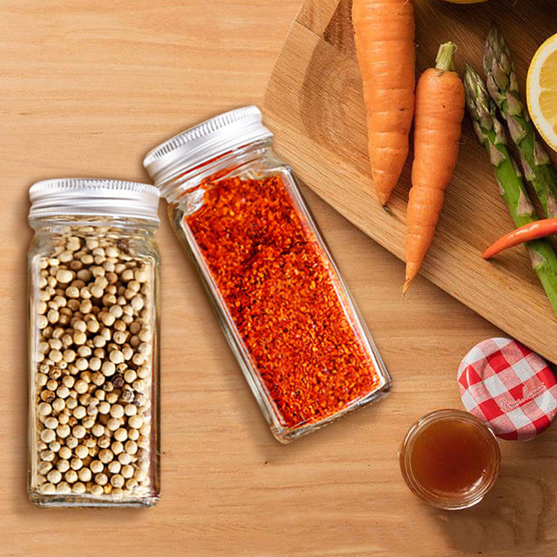 Barbecue Sprinkler Household Pepper Chili Powder Salt Square Glass Seasoning Jar