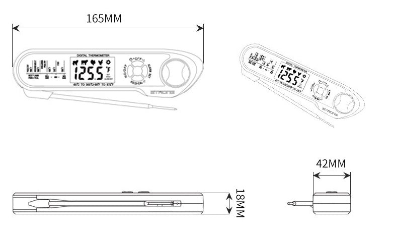 Double Probe Smart Oven Electronic Barbecue Thermometer Foldable Waterproof Household Food Cooking Thermometer