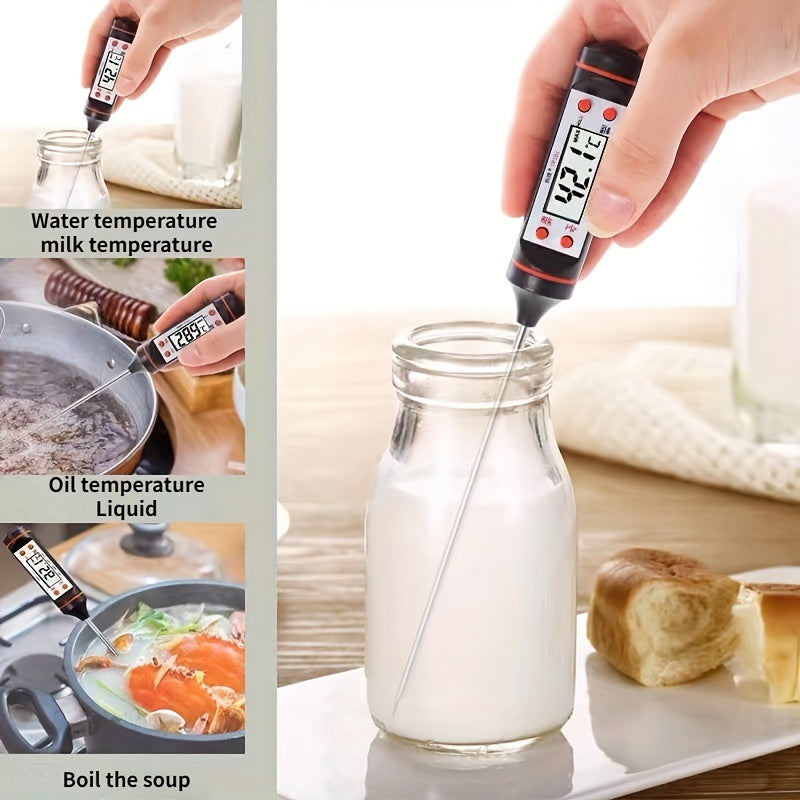 1pc Instant Read Digital Meat Thermometer with Probe - Stainless Steel, LCD Display, -200°C to 550°C Range - Perfect for BBQ, Cooking, Grilling, and Candy Making