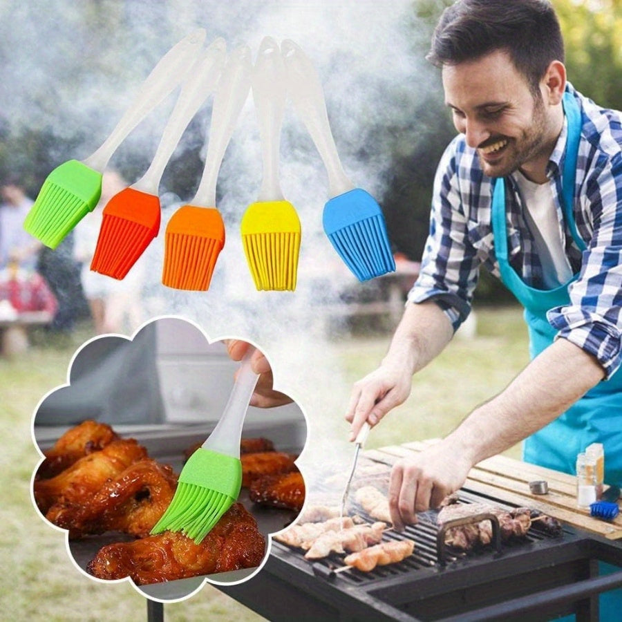 Silicone Basting Pastry Brushes Set - Heat Resistant Cooking Oil Brush for Baking, BBQ, Cooking - Kitchen Brushes for Sauce, Marinades (Material: Plastic, Silicone)