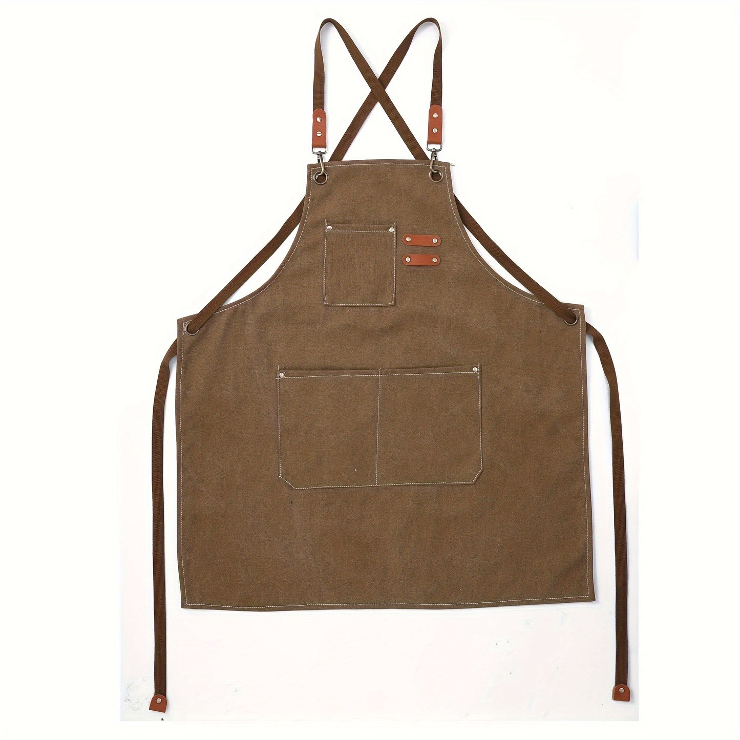 Canvas Cooking Apron with Hand Wipe - Adjustable with Tool Pockets, Modern Design for Kitchen, BBQ, Restaurant - Available in Black, Brown, Blue, Beige