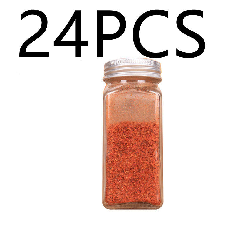 Barbecue Sprinkler Household Pepper Chili Powder Salt Square Glass Seasoning Jar