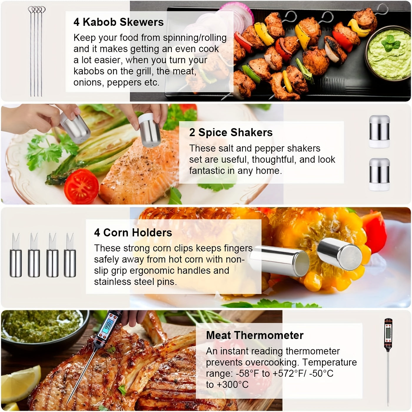 8pcs/39pcs 8/39-Piece Blackstone & Camp Chef Griddle Accessory Set: Stainless Steel BBQ Tools with Basting Brush, Chopper, Scraper, Spatula, Egg Mold & Tongs