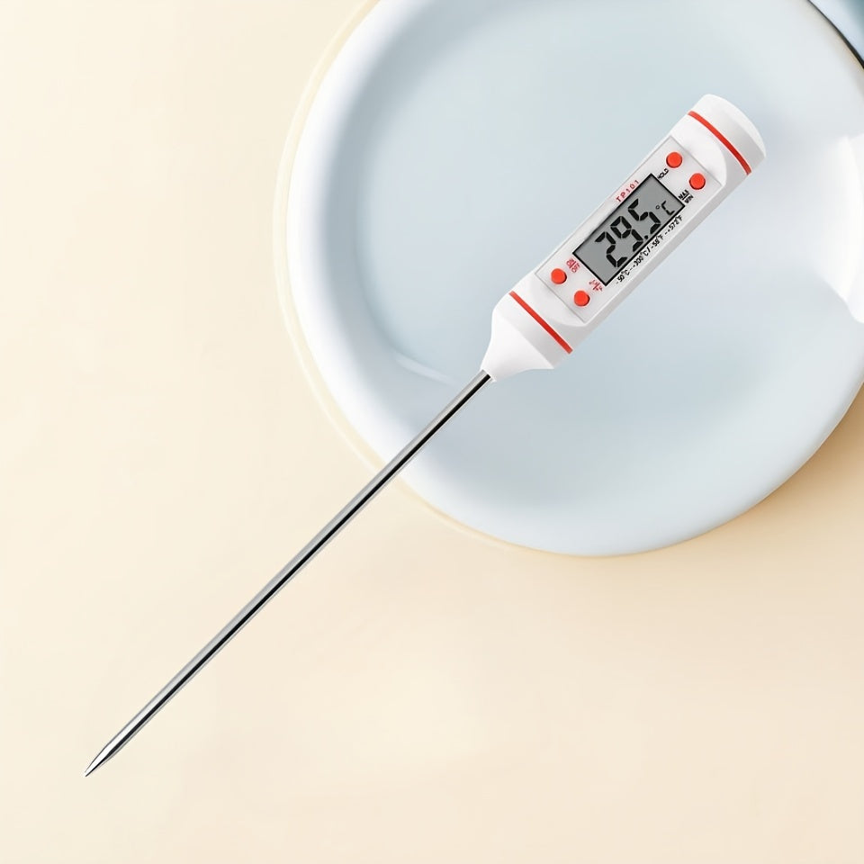 1pc Instant Read Digital Meat Thermometer with Probe - Stainless Steel, LCD Display, -200°C to 550°C Range - Perfect for BBQ, Cooking, Grilling, and Candy Making