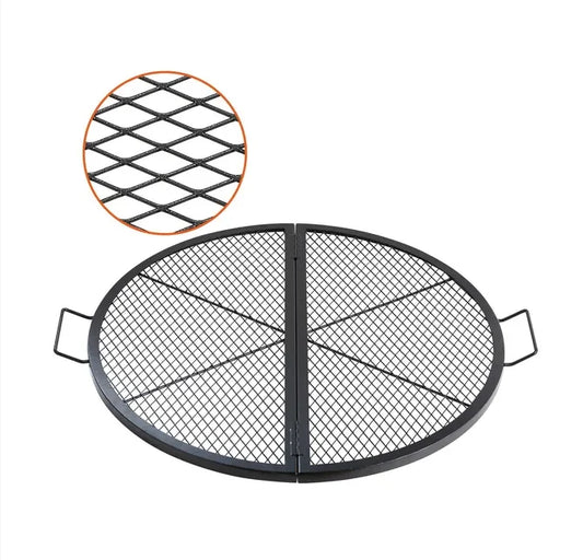VEVOR X-Marks Fire Pit Grill Grate Foldable Round Cooking Grate BBQ Grid with Handle Support X Wire Portable Camping Cookware