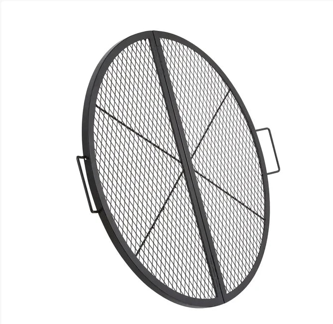 VEVOR X-Marks Fire Pit Grill Grate Foldable Round Cooking Grate BBQ Grid with Handle Support X Wire Portable Camping Cookware