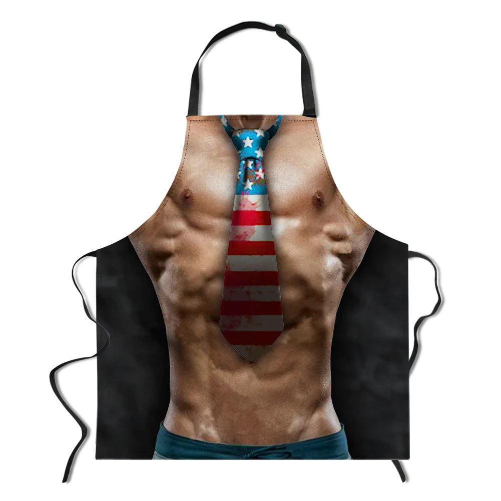 Custom Print on Demand Men's Sexy Muscle Pattern Designs Kitchen Apron Christmas Funny Flirty Cooking Aprons