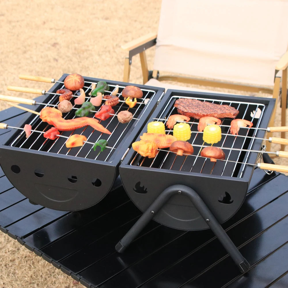 Portable Charcoal Grill, Small Tabletop Barbecue Grill for Outdoor Camping Backyard Party BBQ Cooking