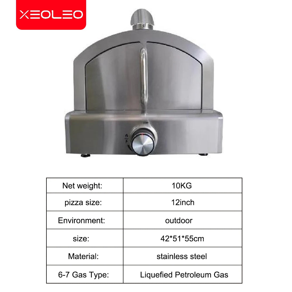 XEOLEO Stainless Steel Pizza Oven Gas Outdoor Portable Patio Grill Indoor Smokeless BBQ Quick Pizza Oven 12inch for Party/picnic