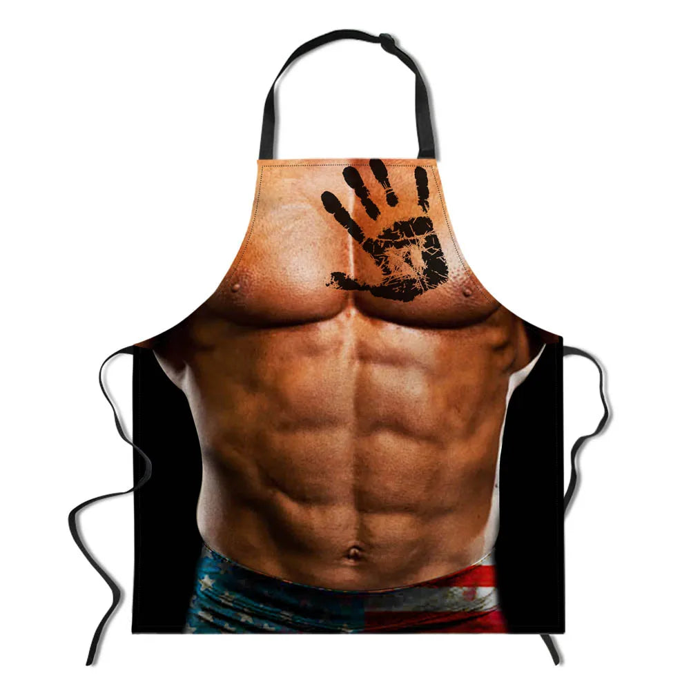 Custom Print on Demand Men's Sexy Muscle Pattern Designs Kitchen Apron Christmas Funny Flirty Cooking Aprons
