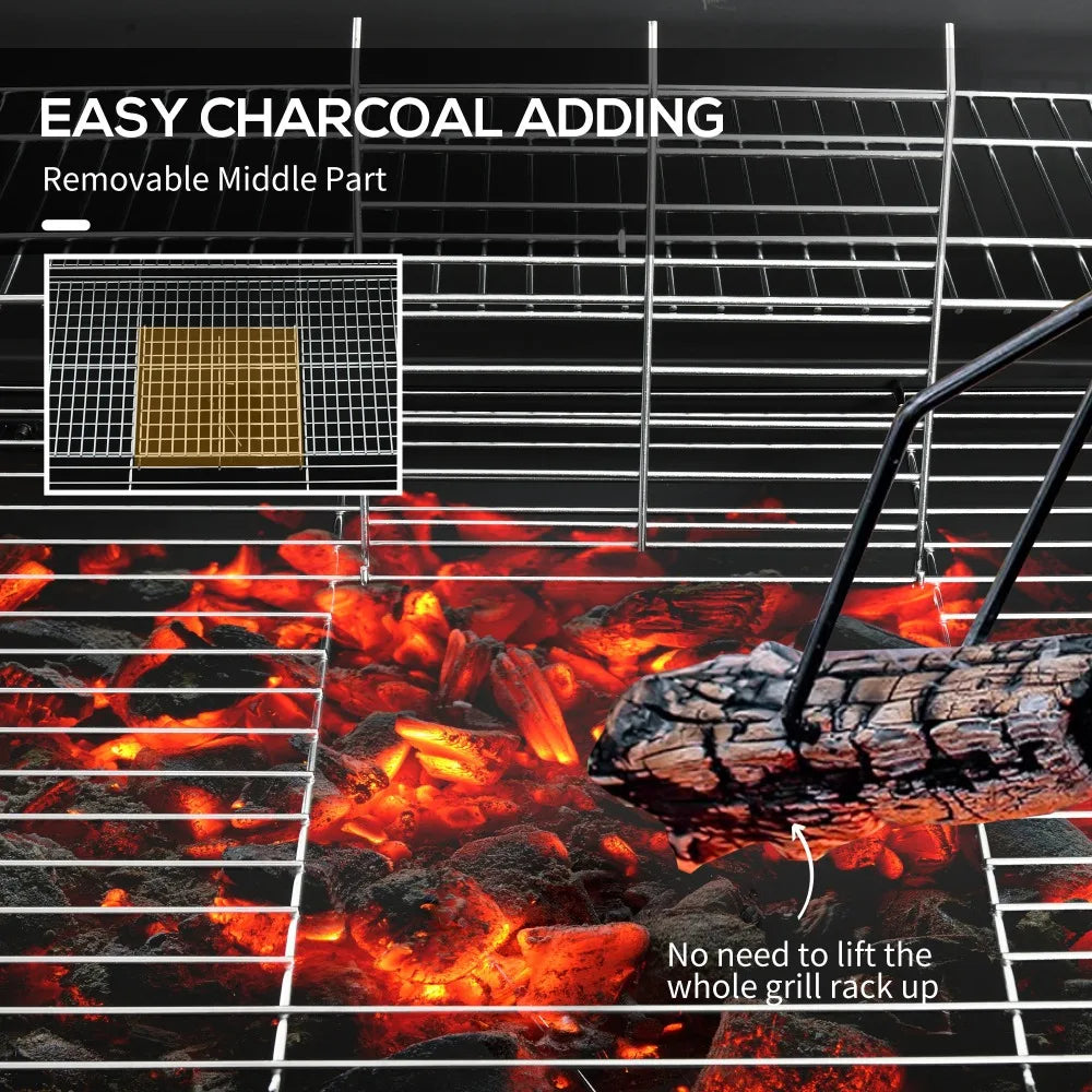 Charcoal BBQ Grill with 420 sq.in. Cooking Area, Outdoor Barbecue with Wheels, Ash Catcher and Built-in Thermometer