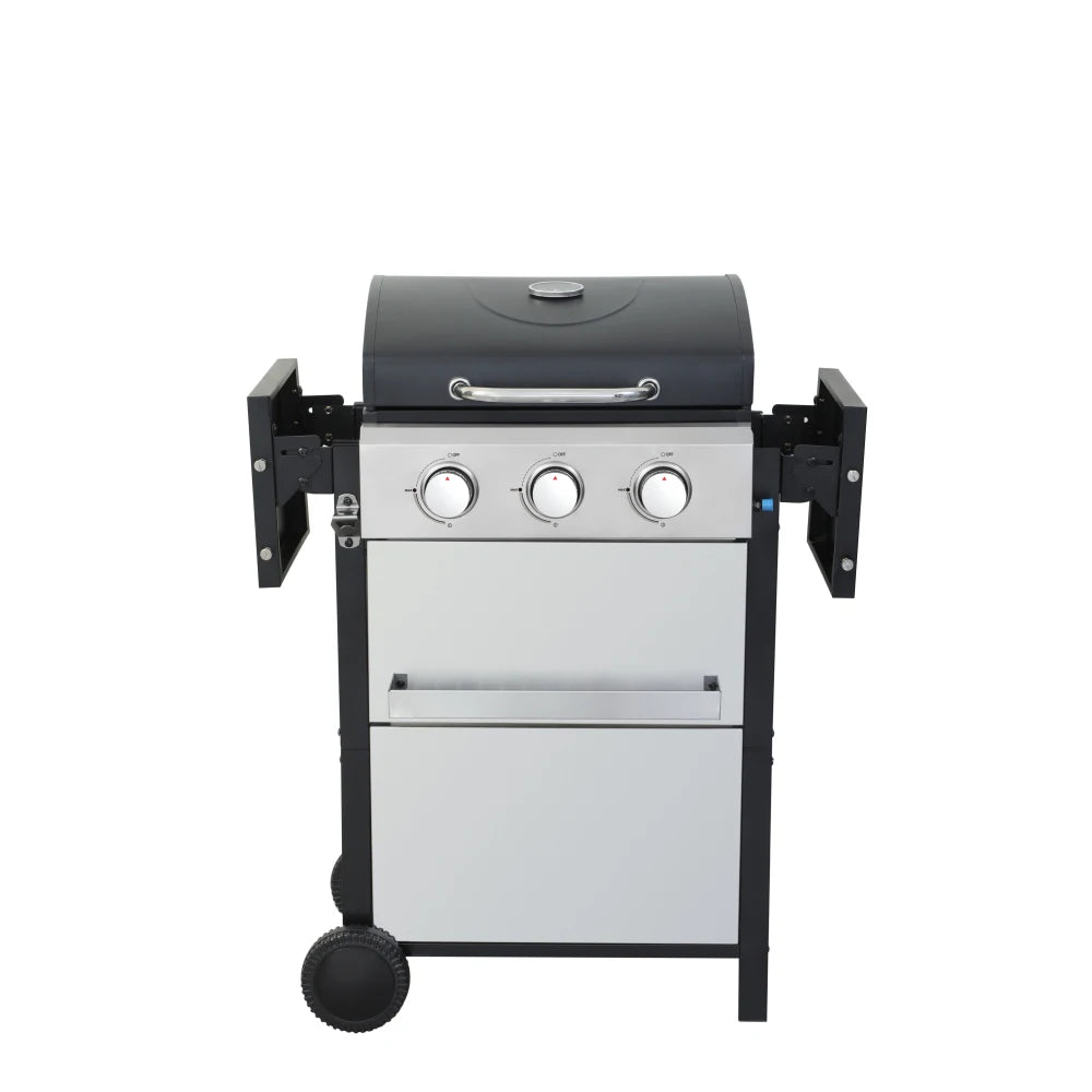 3-Burner Propane Gas BBQ Grill, 25650BTU Output With Wire Enamel Cooking Grids