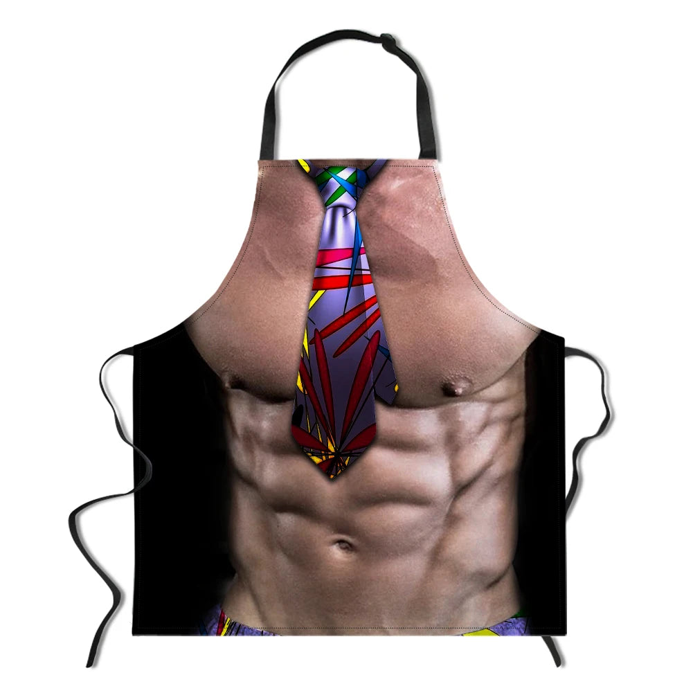 Custom Print on Demand Men's Sexy Muscle Pattern Designs Kitchen Apron Christmas Funny Flirty Cooking Aprons