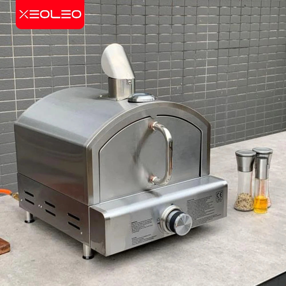 XEOLEO Stainless Steel Pizza Oven Gas Outdoor Portable Patio Grill Indoor Smokeless BBQ Quick Pizza Oven 12inch for Party/picnic